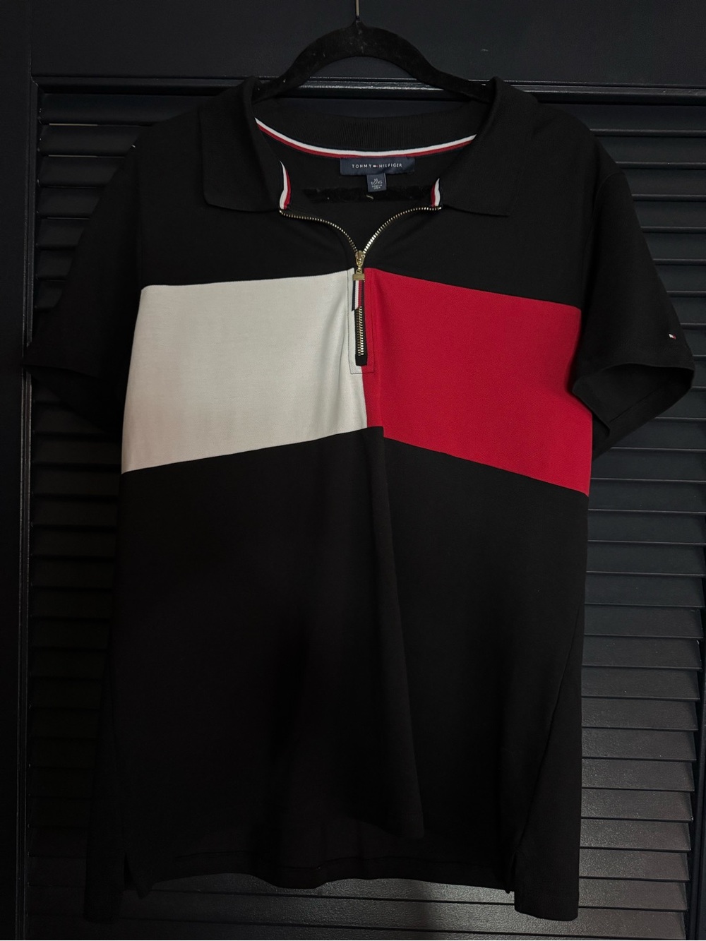 Tommy Hilfiger Colorblock Quarter Zip Polo Shirt Men’s XL